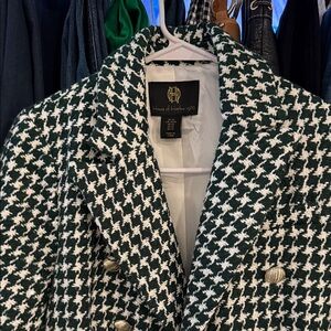 House of Harlow 1960 Green and White Houndstooth Blazer Jacket